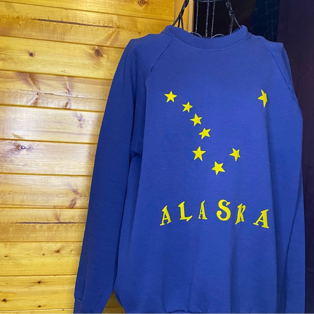 VTG Alaska Big Dipper Sweatshirt XL Blue Fruit of the Loom USA Made 80s 90s